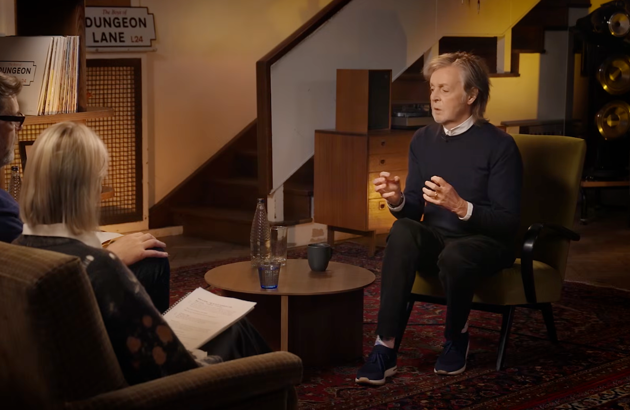 Sir Paul McCartney speaking to Marina Hyde and Richard Osman