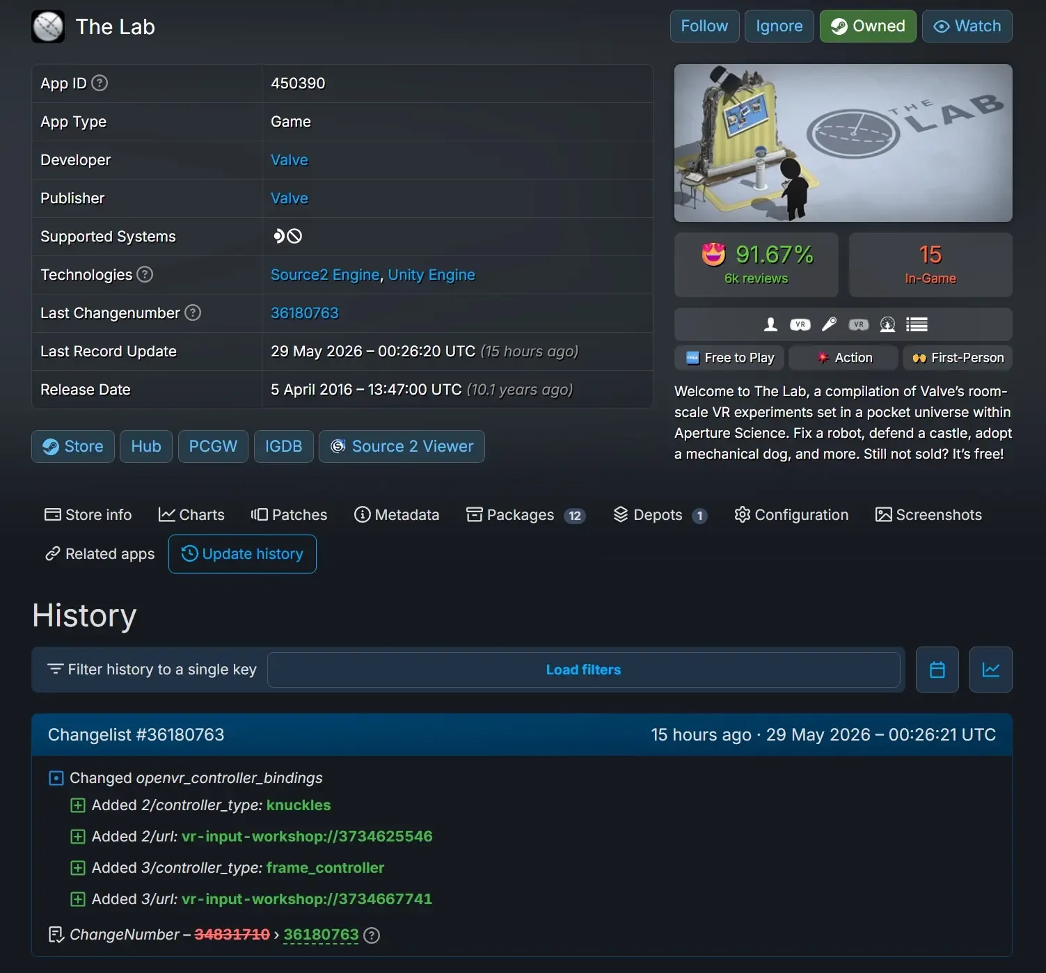 The Lab Steam Frame bindings