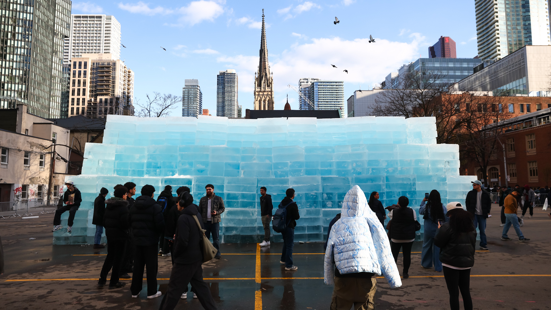 Click to play video: 'Drake’s ‘Iceman’ display built with 3,500 blocks of ice by Ontario company'