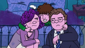 LONG STORY SHORT, from left: Shira Schwooper (voice: Abbi Jacobson), Yoshi Schwooper (voice: Max Greenfield), Avi Schwooper (voice: Ben Feldman), (Season 1, aired Aug. 22, 2025). photo: ©Netflix / Courtesy Everett Collection