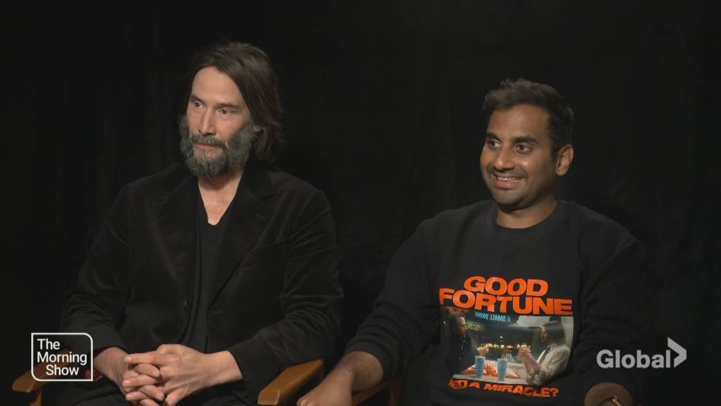 Click to play video: 'Good Fortune: Keanu Reeves gets his wings clipped in Aziz Ansari directing debut'