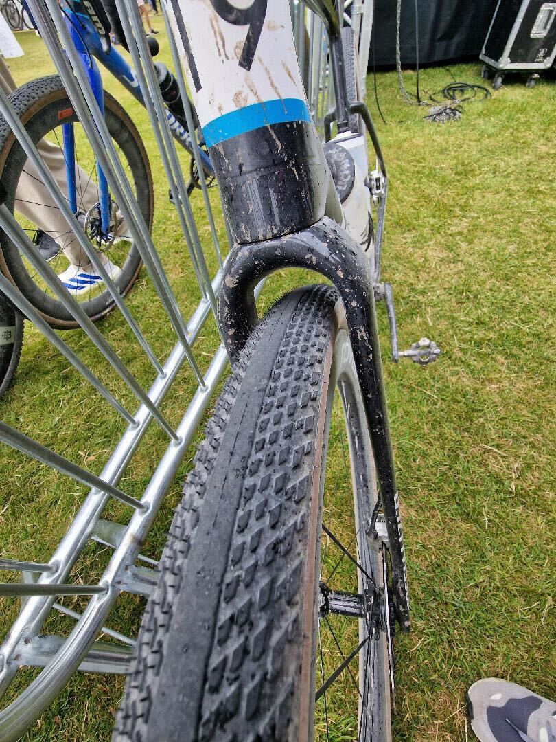 A black and white Specialized S-Works gravel bike at the Gralloch gravel race