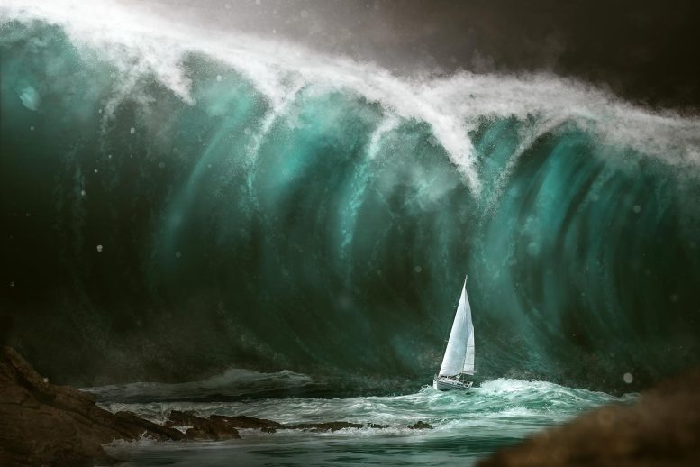 Tsunami Wave Small Sailboat