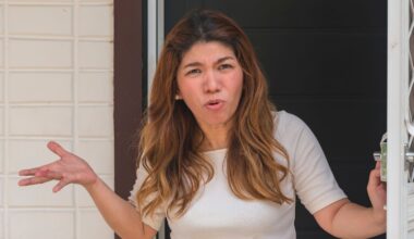 upset woman opening her front door