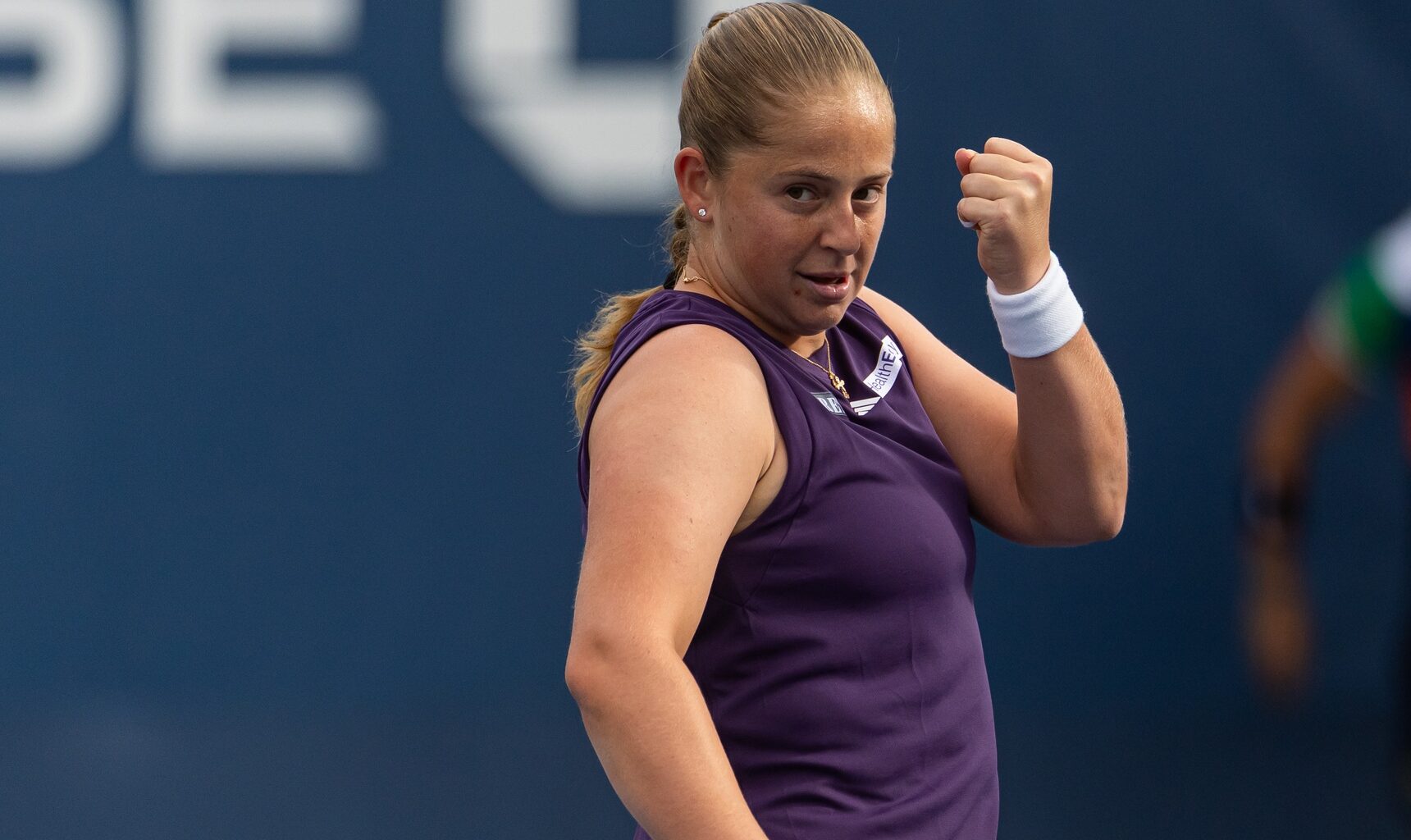 Jelena Ostapenko celebrates a point against Taylor Townsend at the 2025 US Open.