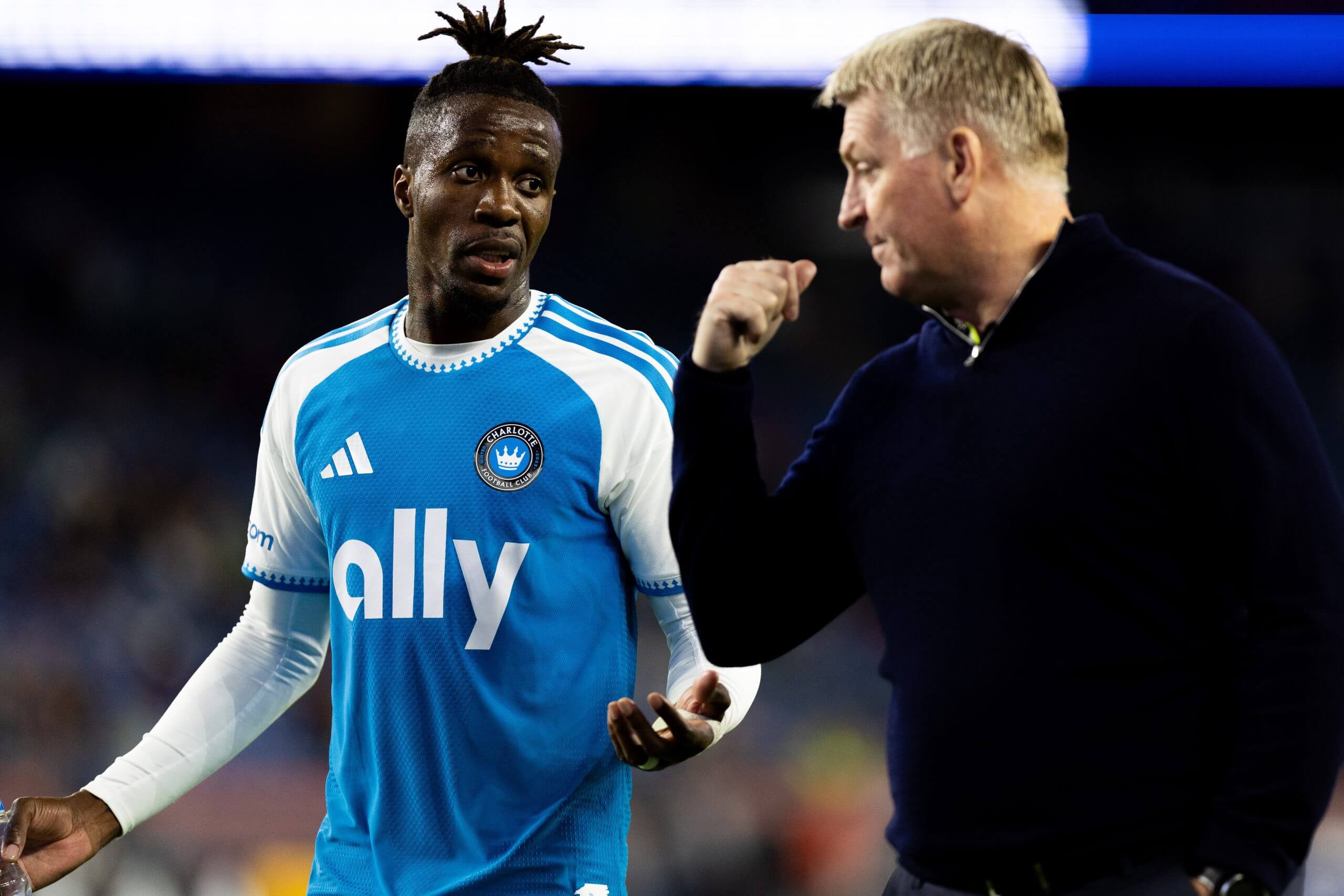 Charlotte FC star Wilfried Zaha and manager Dean Smith