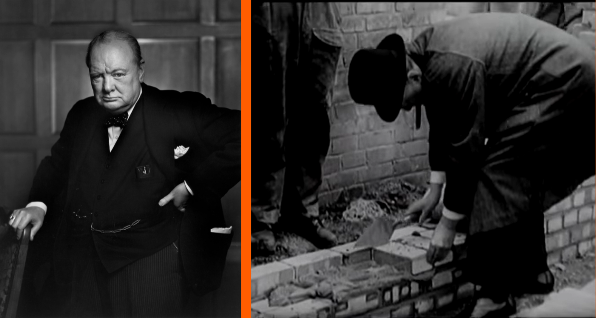 winston churchill, churchill, bricklaying, laying bricks, depression