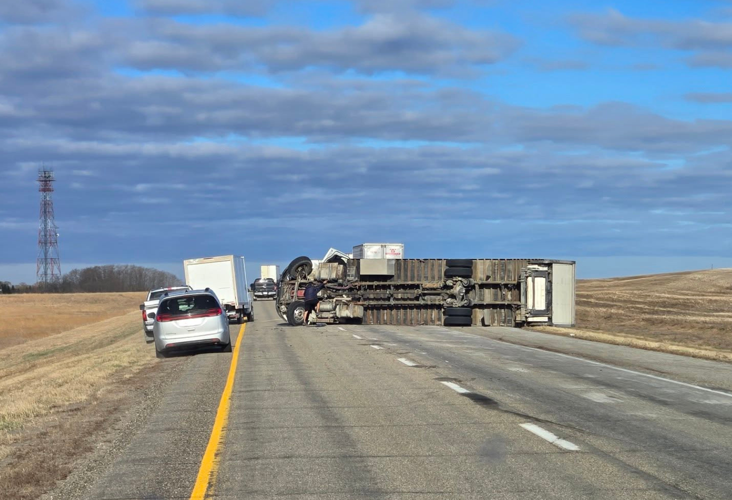 Collision shuts down section of Highway 1 near Oak Lake