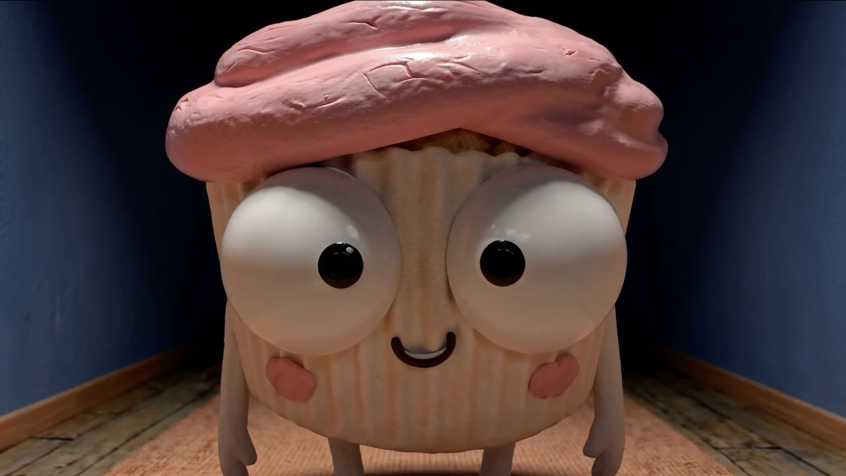 Still from an AI animation about a cupcake made on Amazon's Project Nara and commissioned by Amazon Prime Video