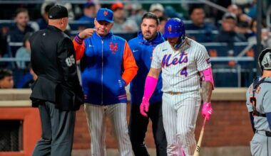 Francisco Alvarez set for MRI after injuring right knee in New York Mets' rout