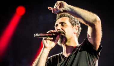 Serj Tankian onstage with System Of A Down in 2017