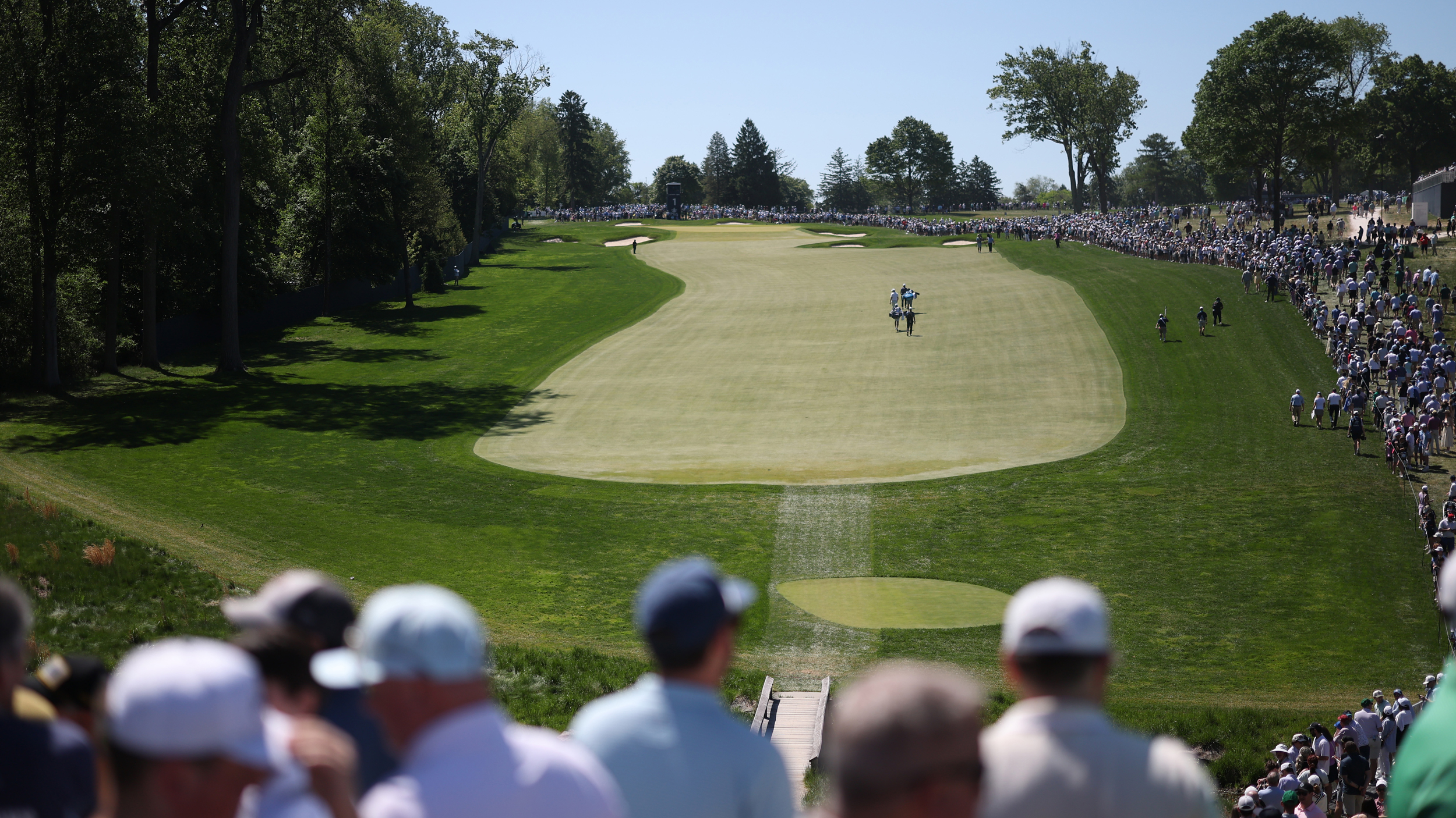 Looking down the 1st hole at Aronimink during the 2026 PGA Championship