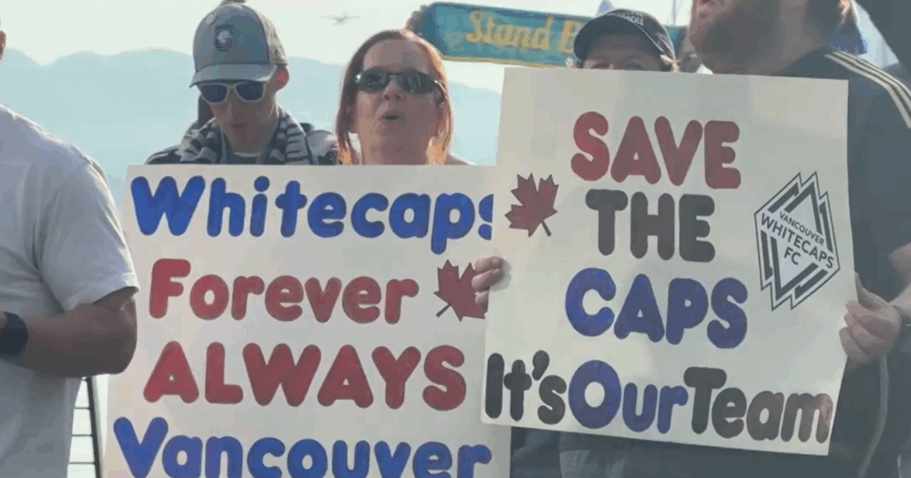 Fans of the Vancouver Whitecaps rally to save the team. 