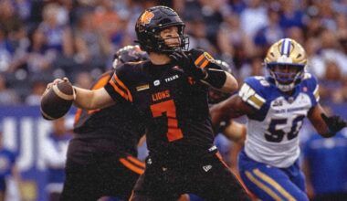 Canadian Nick Cenacle has two touchdowns as BC Lions take down Winnipeg Blue Bombers