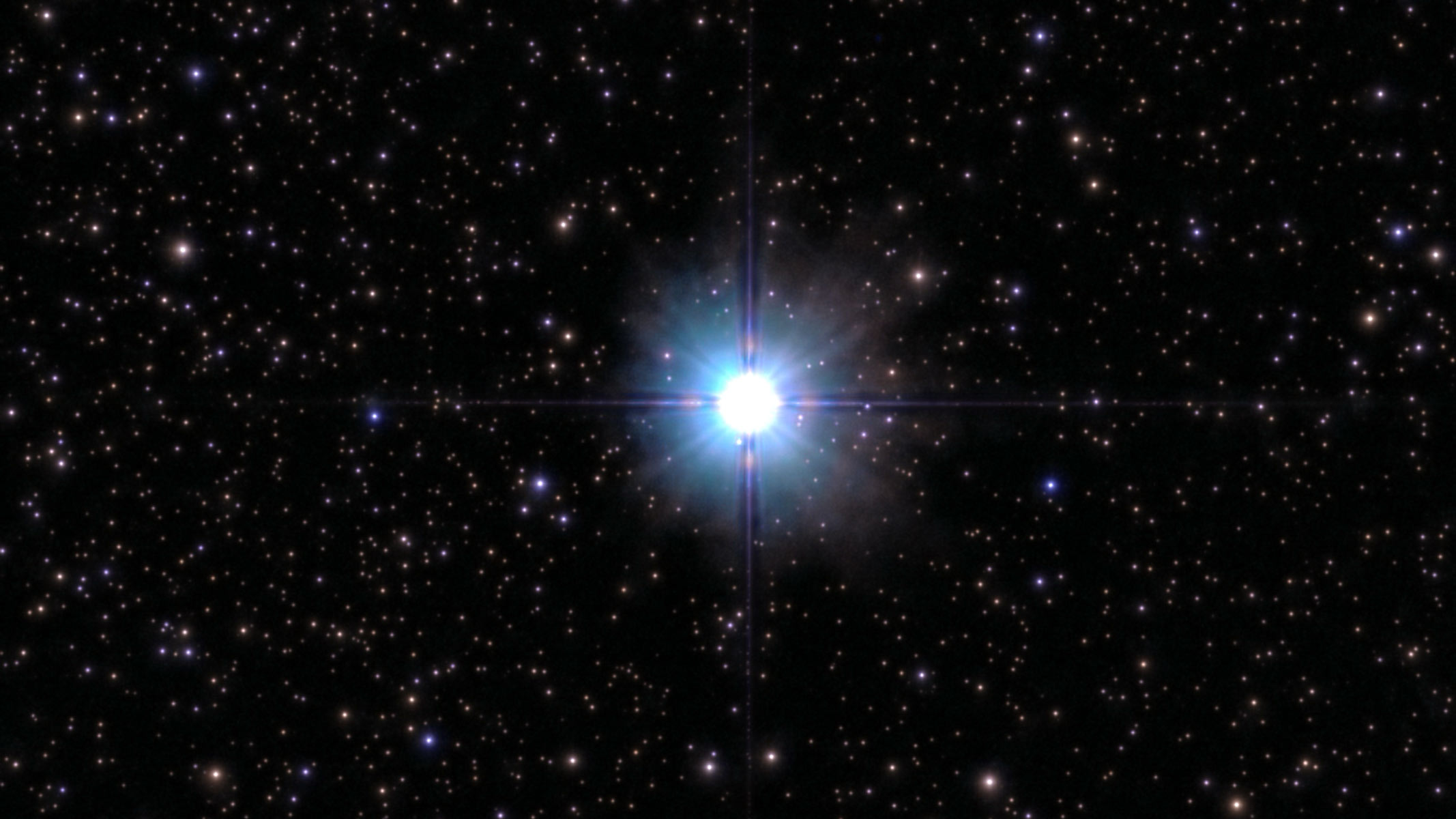 The star Deneb in the starry night sky.