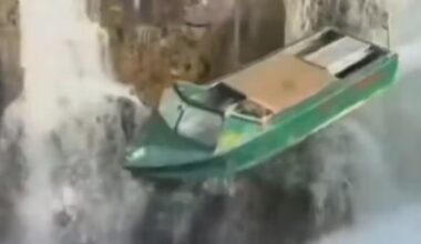 Captured on camera: B.C. man jumps off Alta. waterfall in jet boat - CTV News