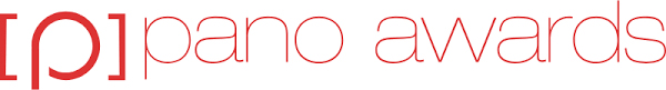 Logo of the Pano Awards featuring stylized text in red, with a distinctive design around the letter “p” and the words "pano awards"