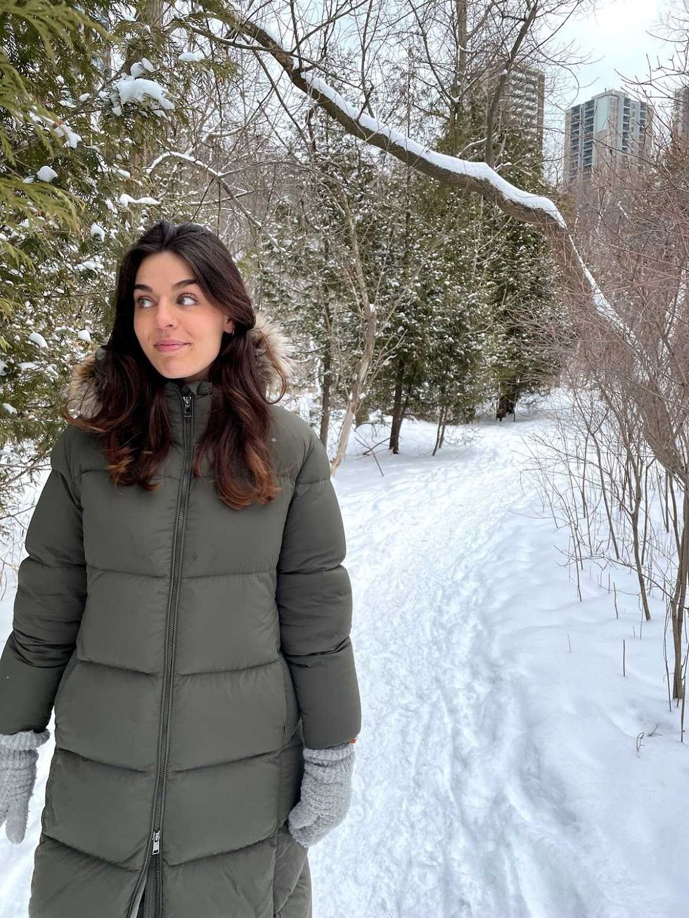 A person standing in snow.