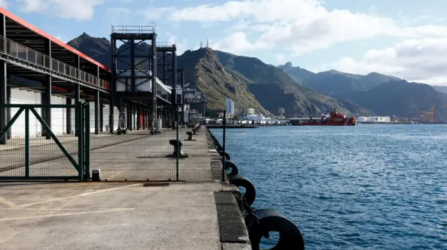 The cruise ship terminal in Tenerife, seen earlier today