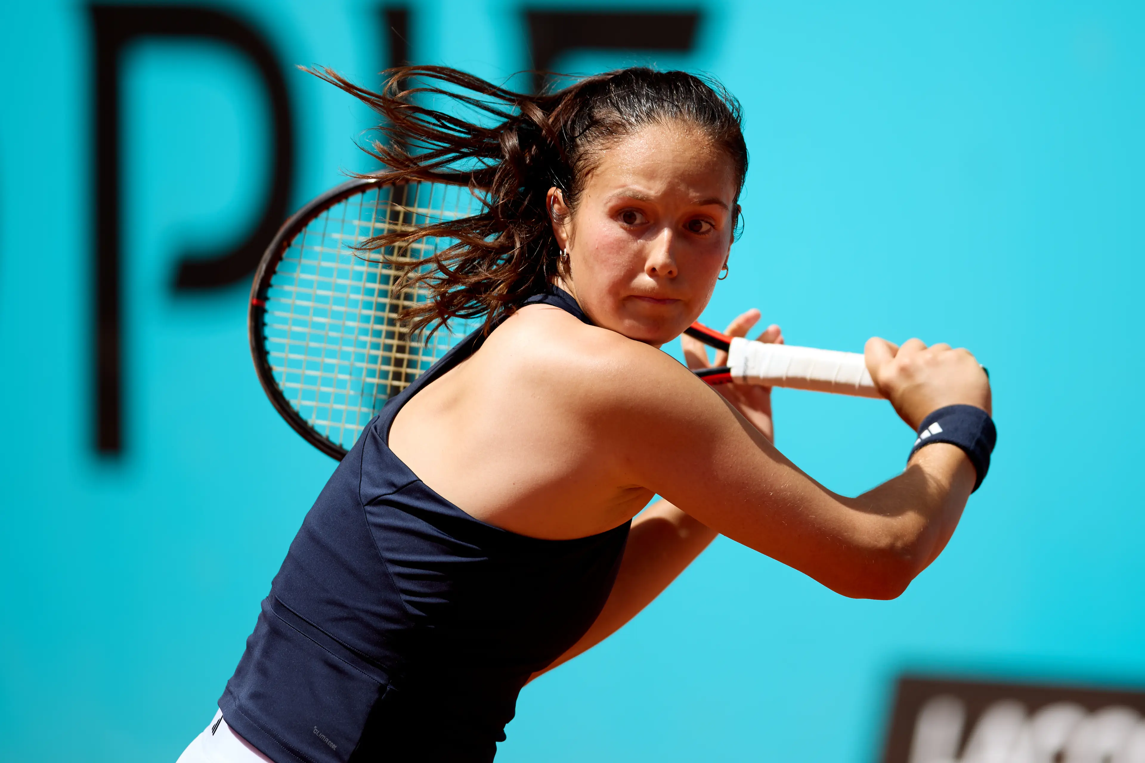 Daria Kasatkina of Australia looks on against Daria Snigur of Ukraine during the Women’s Singles First Round match at Stadium 3 on day three of the Mutua Madrid Open (Getty Images)