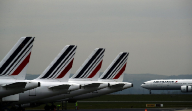 Air France planes are parked on the tarmac at Paris Charles de Gaulle airport, in Roissy, near Paris, May 17, 2019.