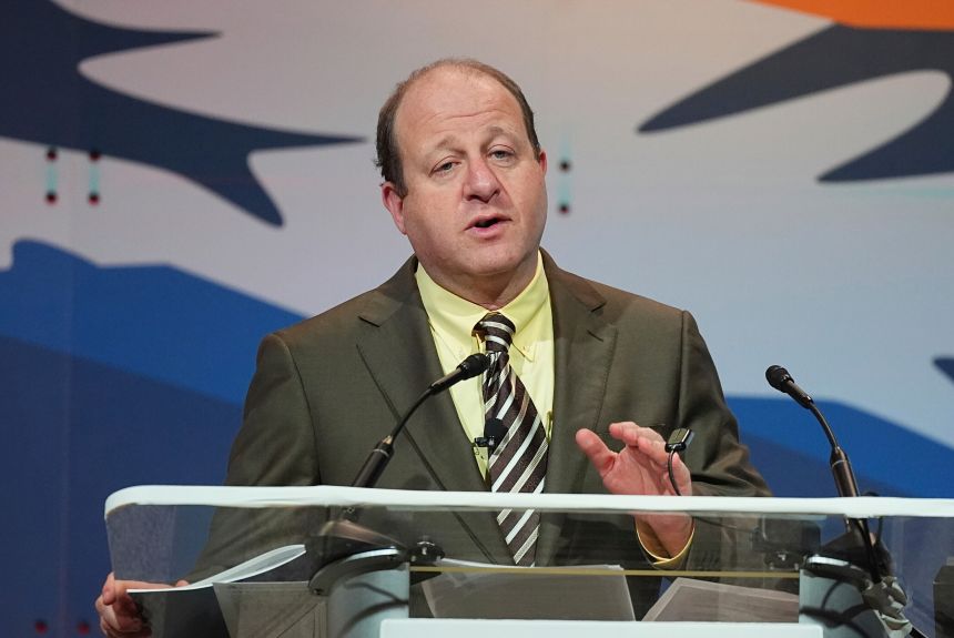 In this July 25, 2025 photo, Colorado Gov. Jared Polis speaks to the National Governors Association at the Broadmoor Hotel in Colorado Springs, Colorado.