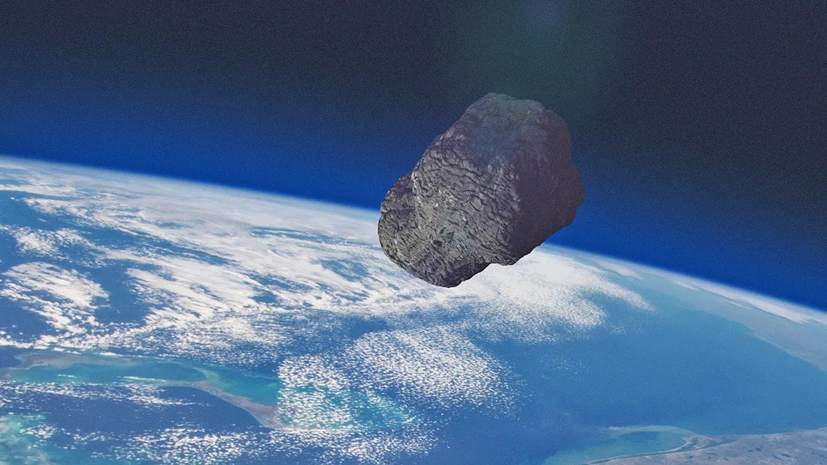 Artist's rendering of Asteroid 2025 SC79 near the sun in space