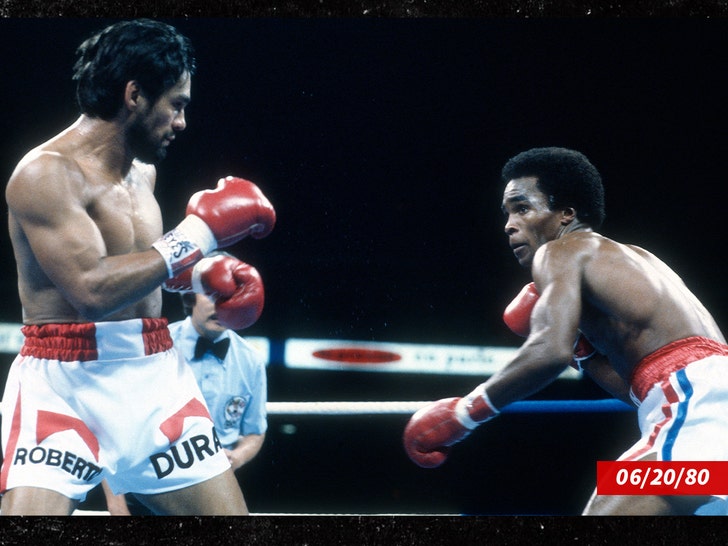 Roberto Duran and Sugar Ray Leonard fight getty