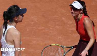 Germany's Tamara Korpatsch and China's Wang Xinyu clash during their French Open match