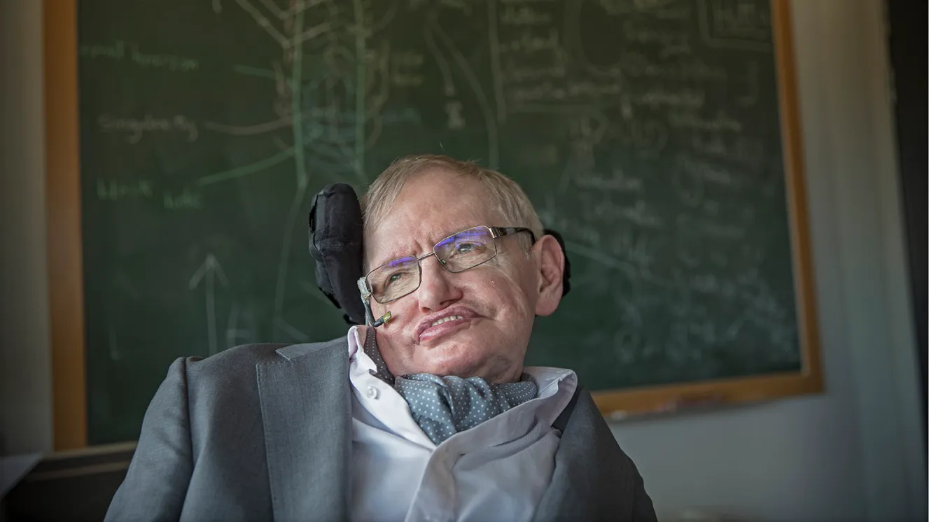 Professor Stephen Hawking in his faculty office at Cambridge University.