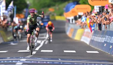 ANDALO, ITALY - MAY 27: Michael Valgren of Denmark and Team EF Education - EasyPost celebrates at finish line as stage winner during the 109th Giro d&amp;apos;Italia 2026, Stage 17 a 202km stage from Cassano d&amp;apos;Adda to Andalo 1012m / #UCIWT / on May 27, 2026 in Andalo Valtellino, Italy. (Photo by Tim de Waele/Getty Images)