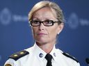 Joanna Beaven-Desjardins, then with the Toronto Police Service, is seen at a press conference in July 2015. Some of her current subordinates with Toronto emergency management have reportedly filed a complaint about her, alleging a “toxic” workplace and that she has tried to circumvent record-keeping requirements.