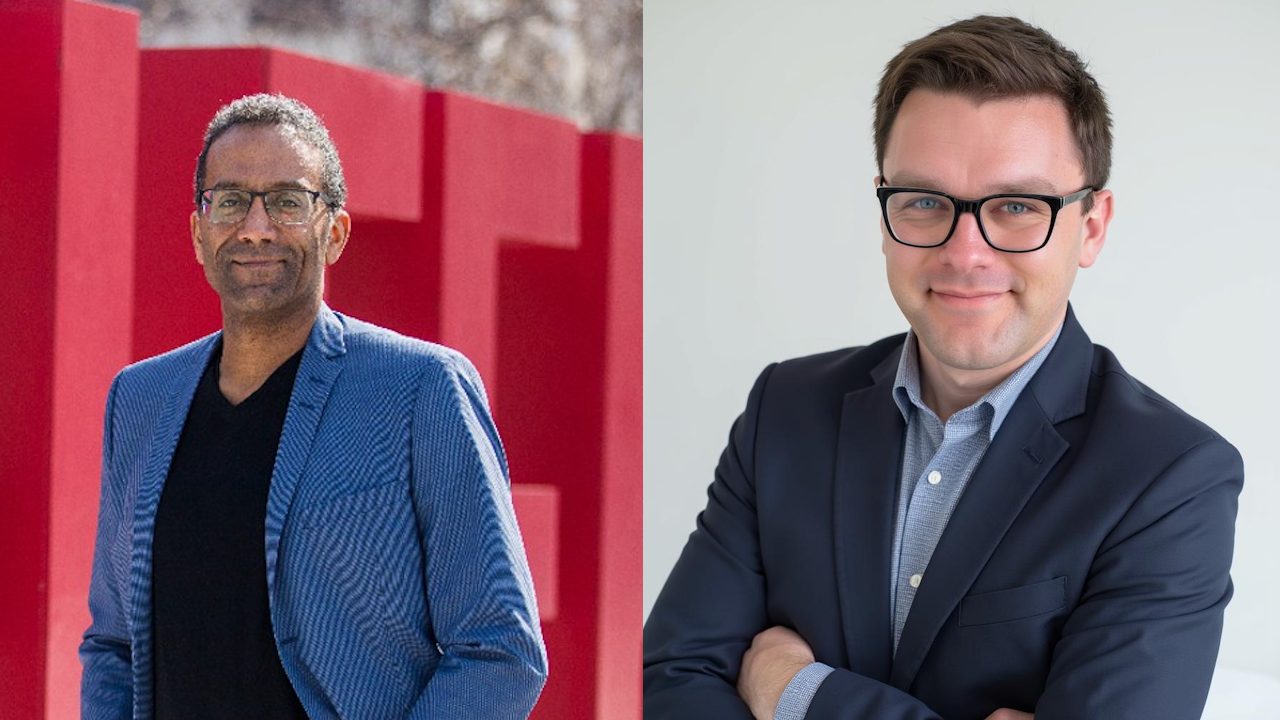 St&eacute;phane Brutus (left), dean of the Telfer School of Management at the University of Ottawa and Devin Fraser, assistant professor and academic director of MBA programs at the Sprott School of Business at Carleton University.