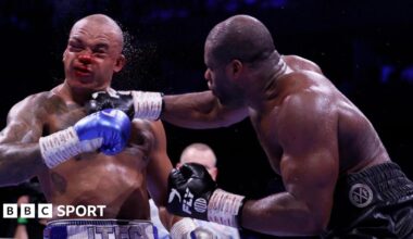 Daniel Dubois lands a punch on a bloodied Fabio Wardley