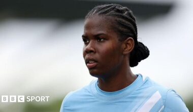 Manchester City striker Khadija Shaw looks on during the Barclays Women's Super League match between Manchester City and Liverpool at Joie Stadium on May 03, 2026