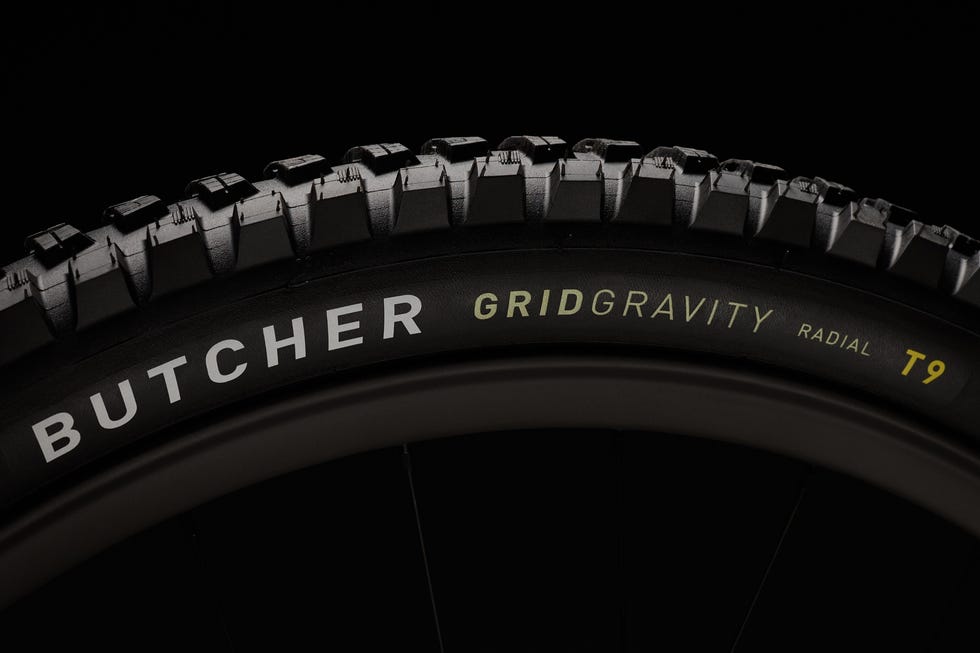 Mountain bike tire with distinctive tread pattern. Mountain bike tire with distinctive tread pattern.