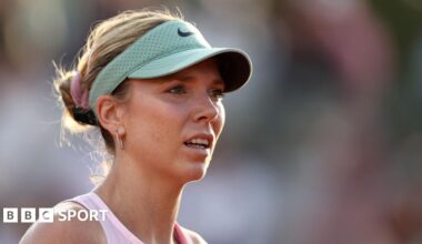 Katie Boulter looks on during the French Open