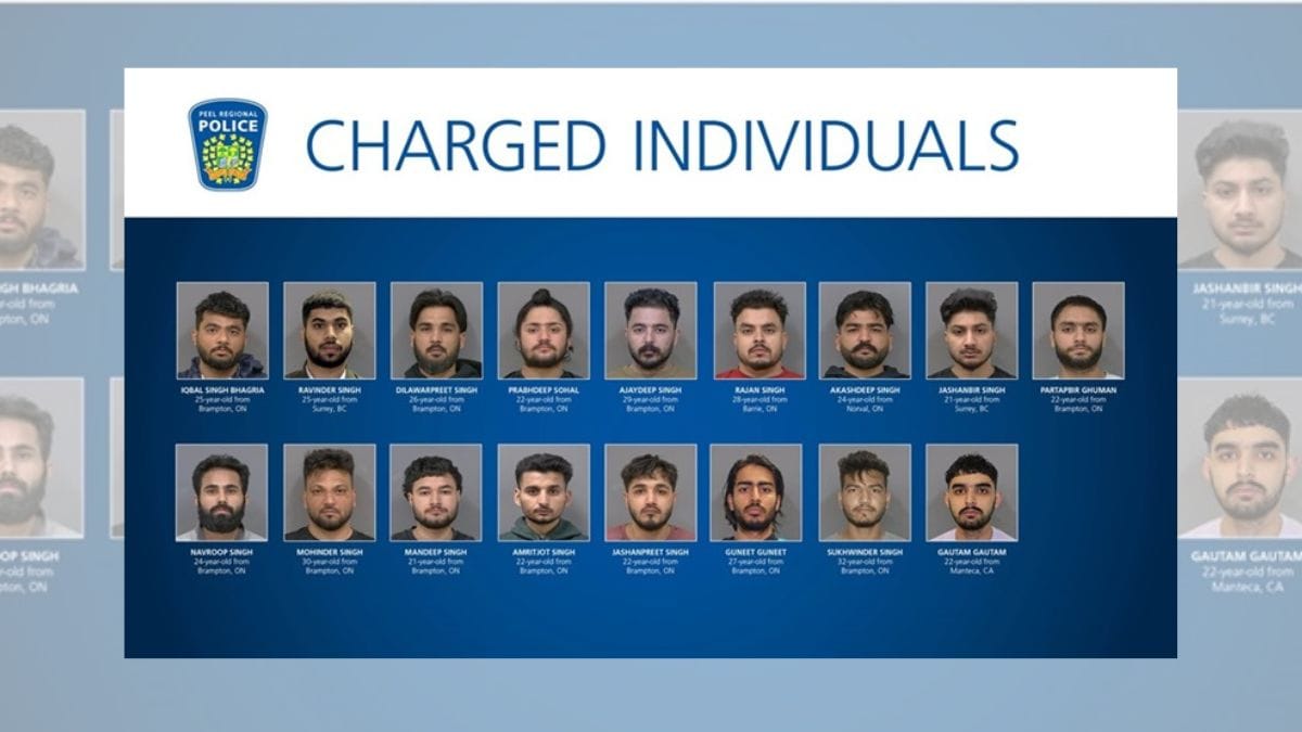 Brampton bust: 17 Indian-origin men held in Canada for 'extortion, shooting, other crimes'