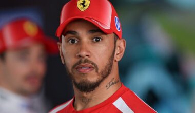 Lewis Hamilton looking shocked at the 2026 Japanese Grand Prix