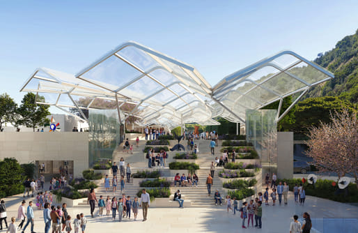 Rendering of the Getty Center's new Lower Tram Station. Image credit: Gehry Partners