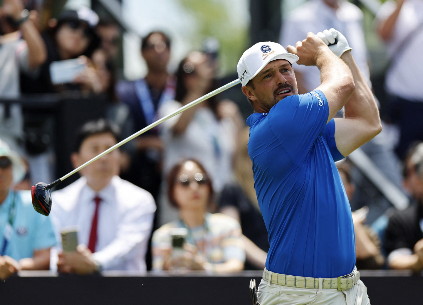 Crushers GC's Bryson DeChambeau during the LIV Golf Korea at Asiad Country Club in Busan on May 28. [REUTERS/YONHAP]