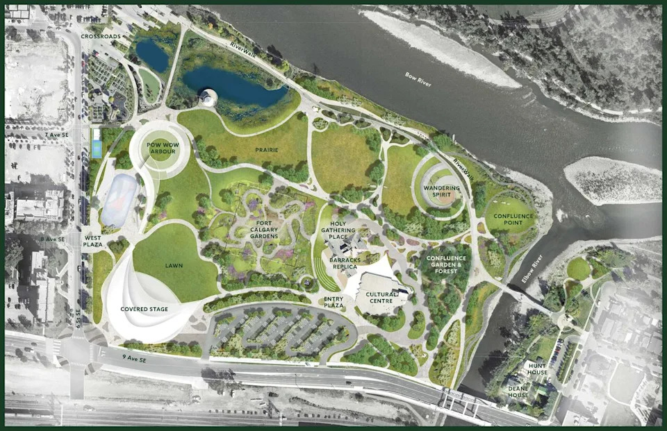 The design plan includes the addition of a covered stage, chilled outdoor hockey rink, pow wow arbour and new gardens and pathways.