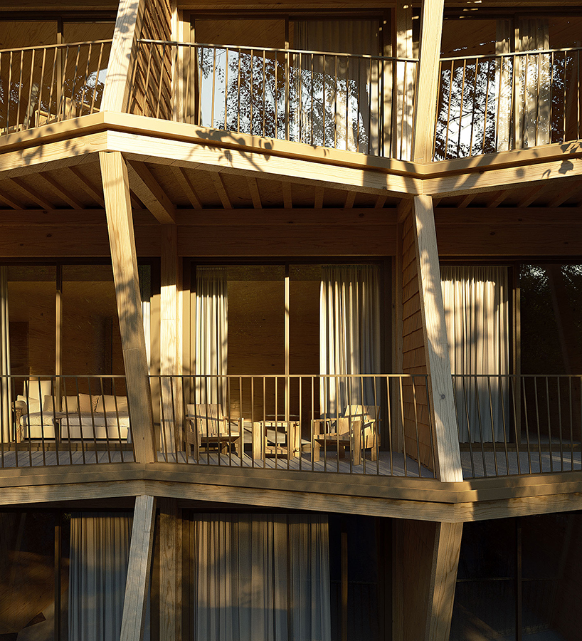 fragmented timber volumes compose forested mountain housing by arup in albania - 7