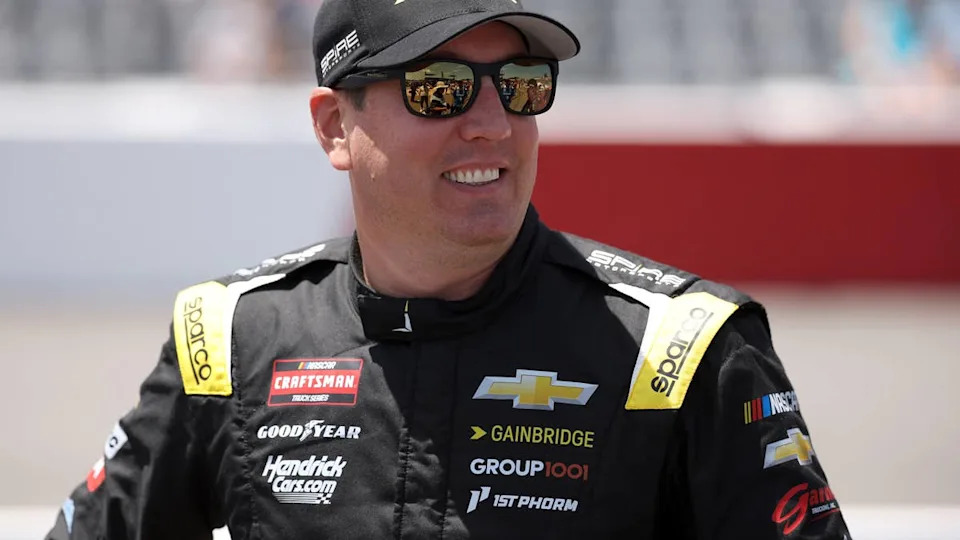 NORTH WILKESBORO, NORTH CAROLINA - MAY 17: Kyle Busch, driver of the #07 Gainbridge Chevrolet, waits on the grid prior to the NASCAR Craftsman Truck Series Window World 250 at North Wilkesboro Speedway on May 17, 2025 in North Wilkesboro, North Carolina. (Photo by James Gilbert/Getty Images)James Gilbert/Getty Images