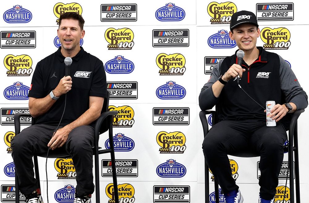 Denny Hamlin (left) and Corey Heim (right), 23XI Racing press conference