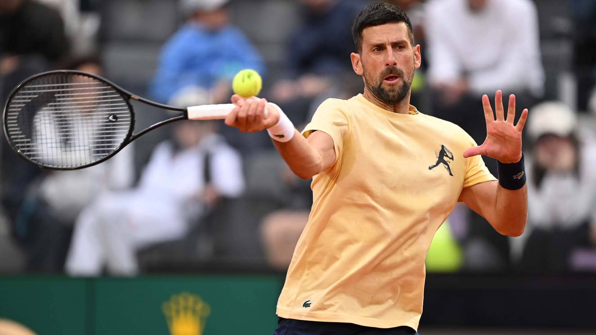 Novak Djokovic practises with Ignacio Buse on Monday at the Internazionali BNL d'Italia in Rome.