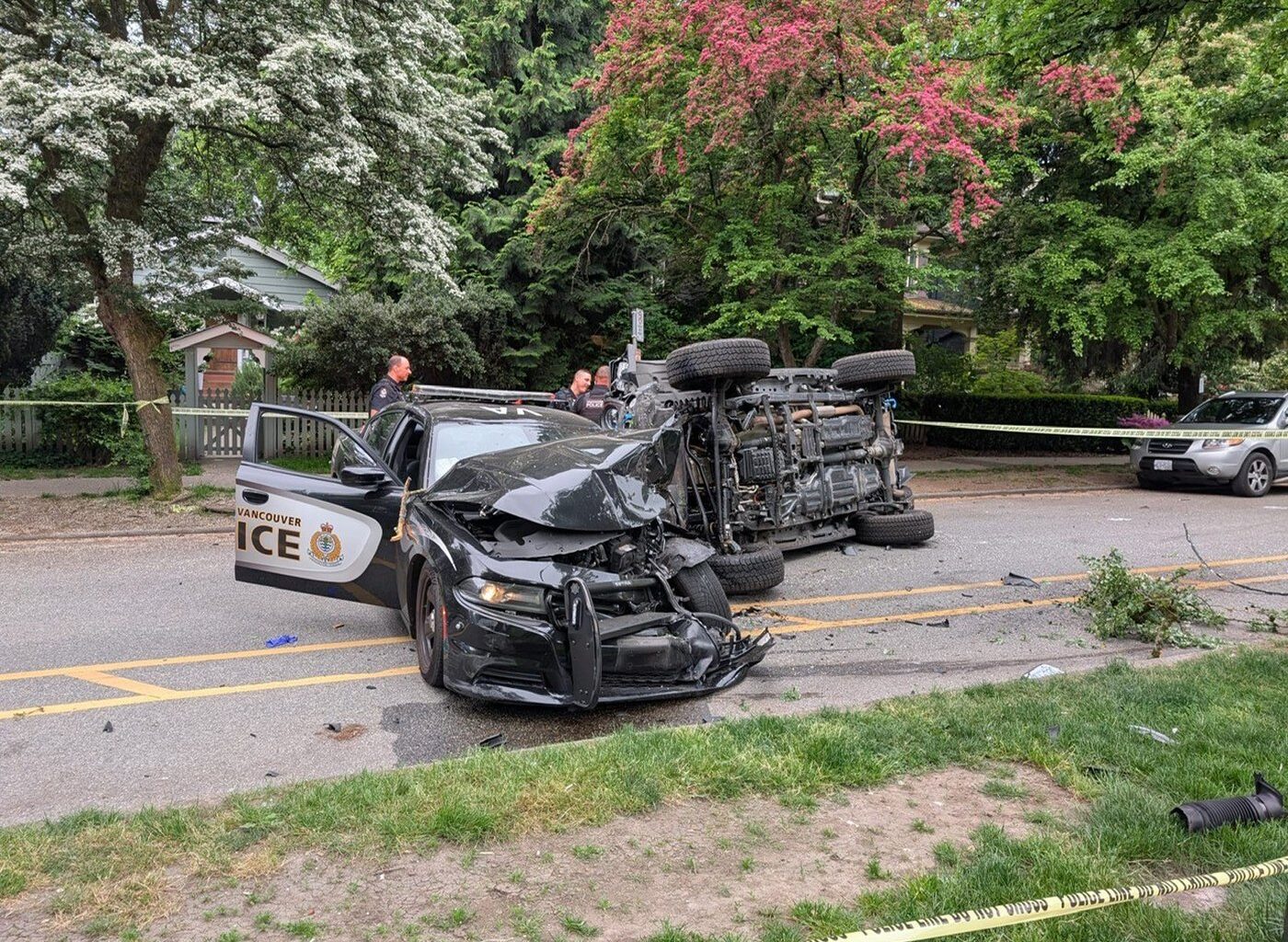 Senior and two officers in hospital after driver tears through Vancouver's West End