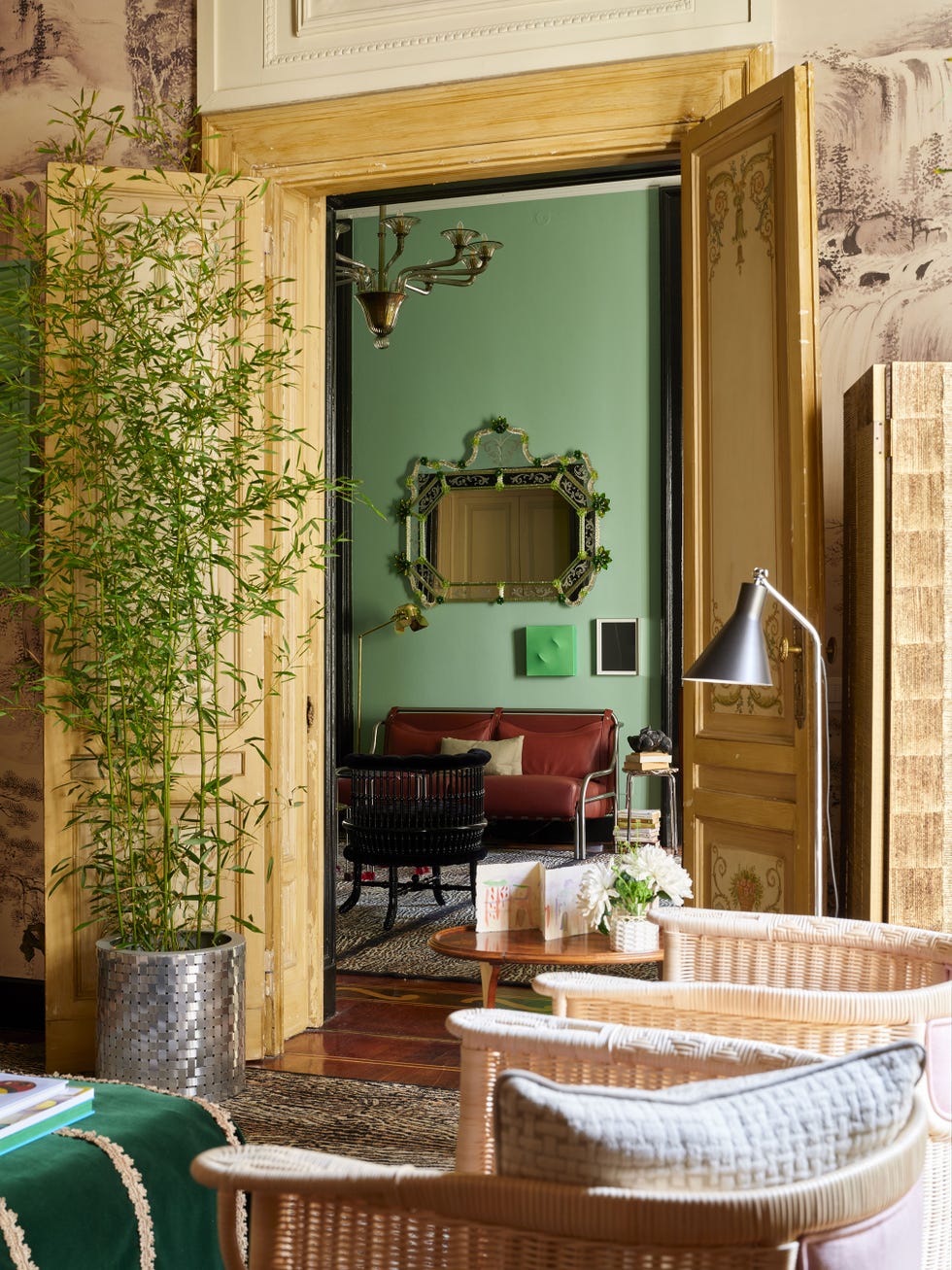 Interior space featuring a doorway with plants