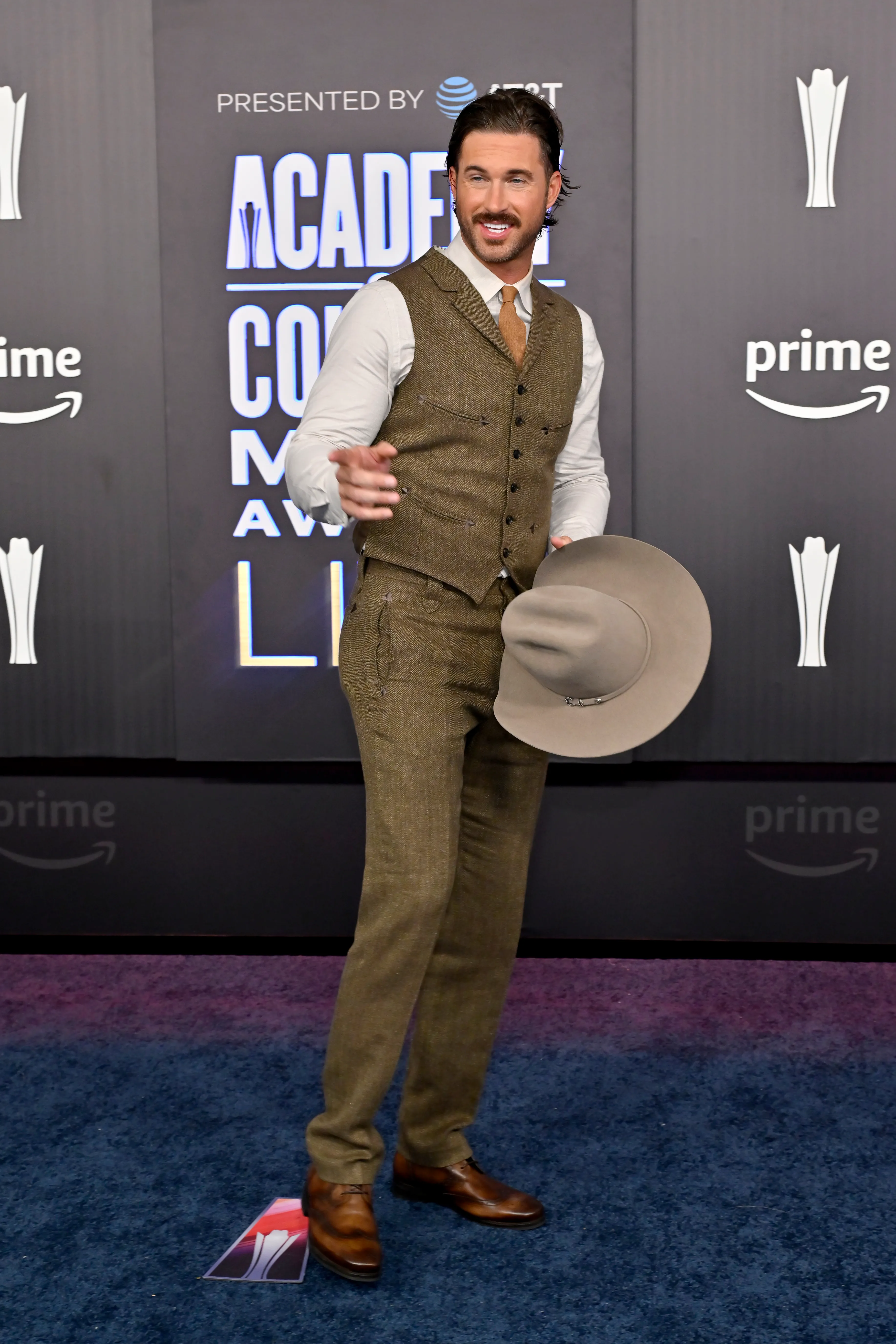 Riley Green attends the 61st Academy of Country Music Awards at the MGM Grand Garden Arena in Las Vegas, Nevada 