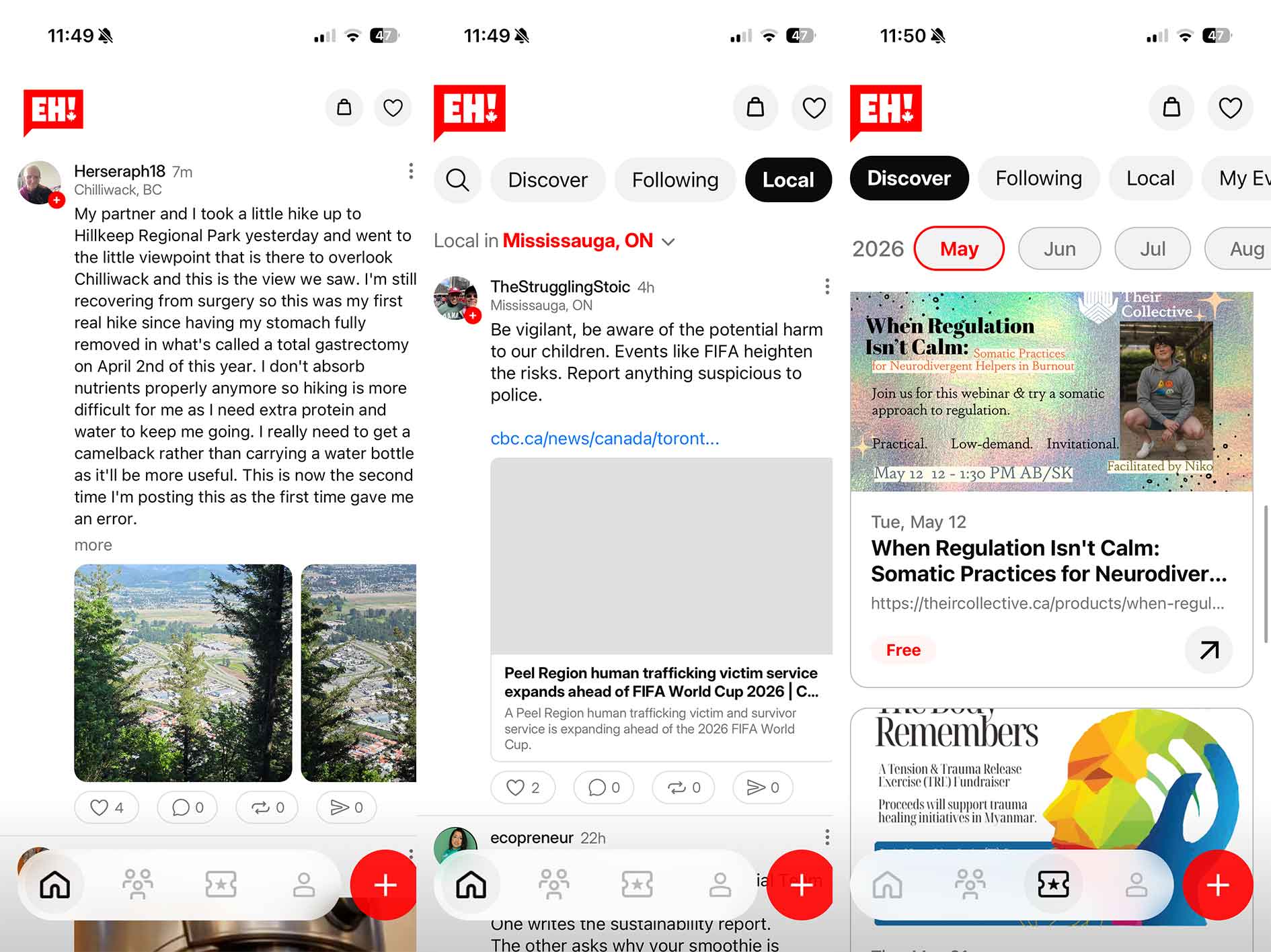 Eh! app screenshots